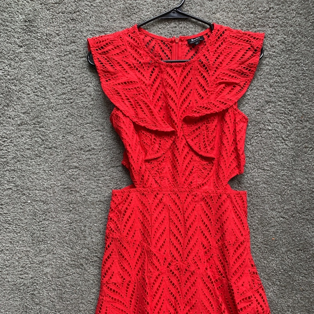 Bloomingdale's Red Lace Mini Dress